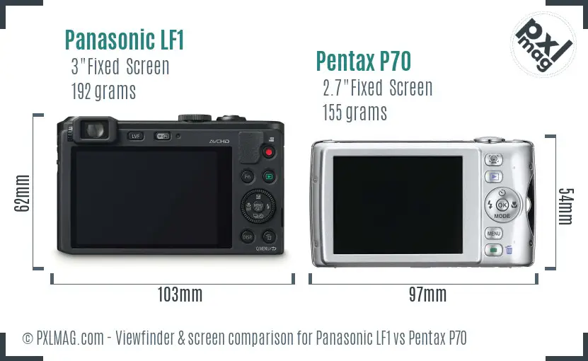 Panasonic LF1 vs Pentax P70 Screen and Viewfinder comparison