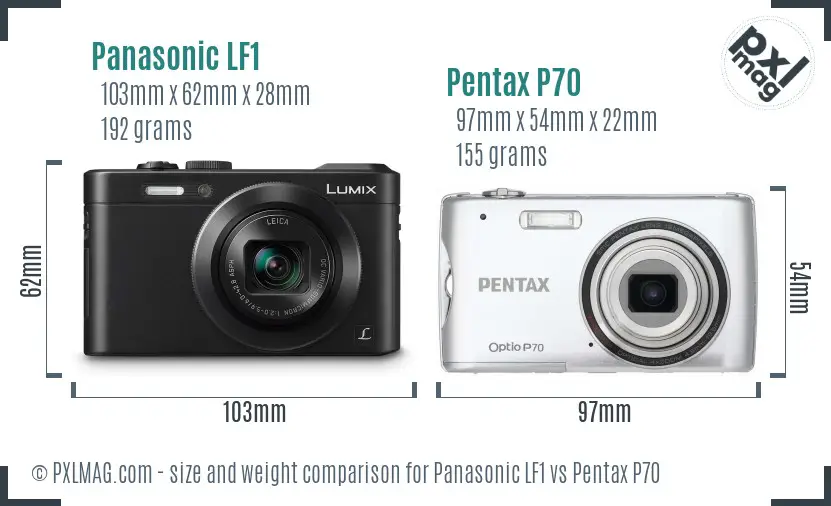 Panasonic LF1 vs Pentax P70 size comparison