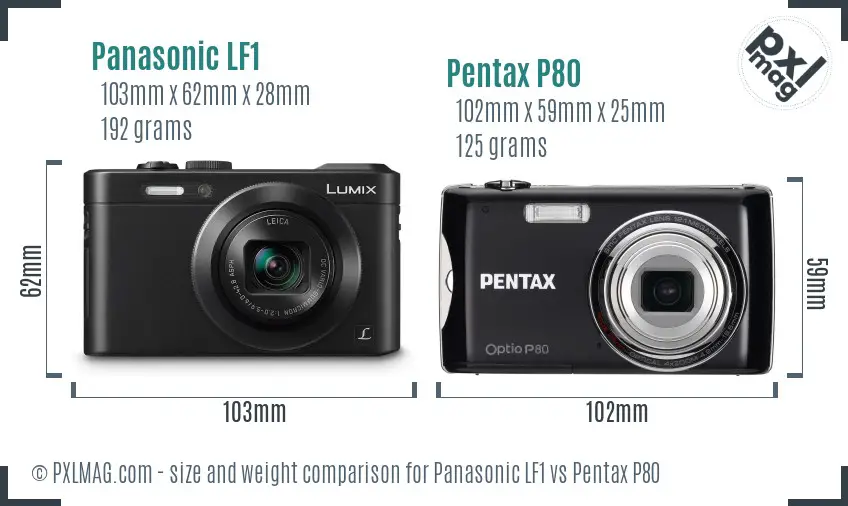 Panasonic LF1 vs Pentax P80 size comparison