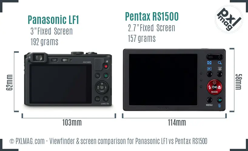Panasonic LF1 vs Pentax RS1500 Screen and Viewfinder comparison