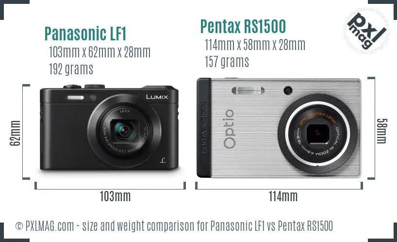 Panasonic LF1 vs Pentax RS1500 size comparison