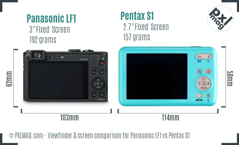 Panasonic LF1 vs Pentax S1 Screen and Viewfinder comparison