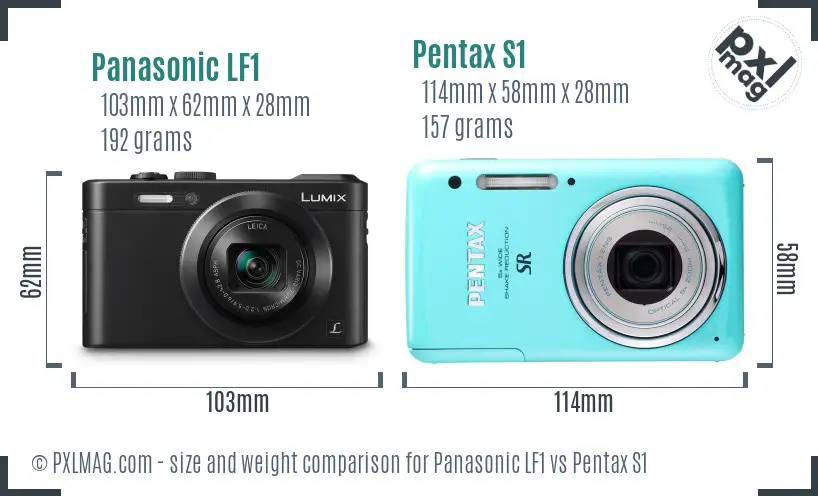 Panasonic LF1 vs Pentax S1 size comparison