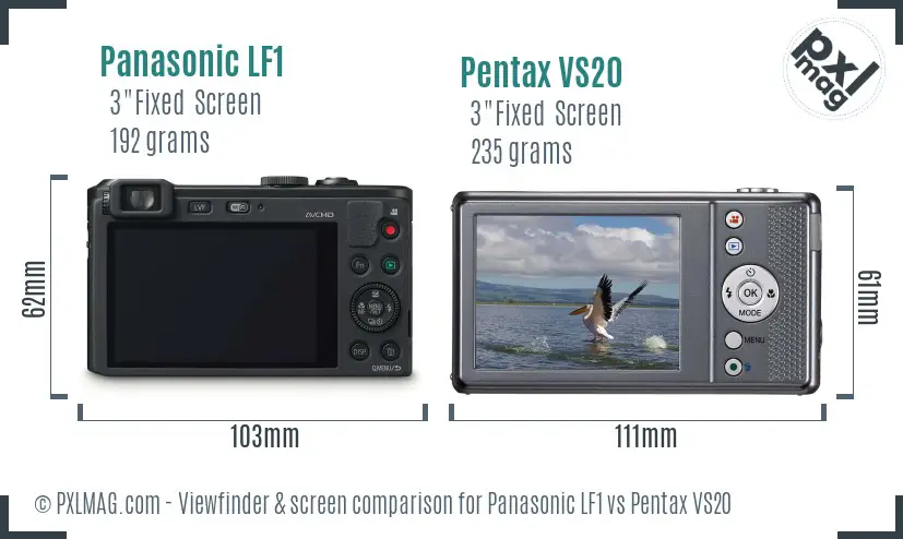 Panasonic LF1 vs Pentax VS20 Screen and Viewfinder comparison