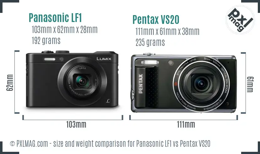 Panasonic LF1 vs Pentax VS20 size comparison