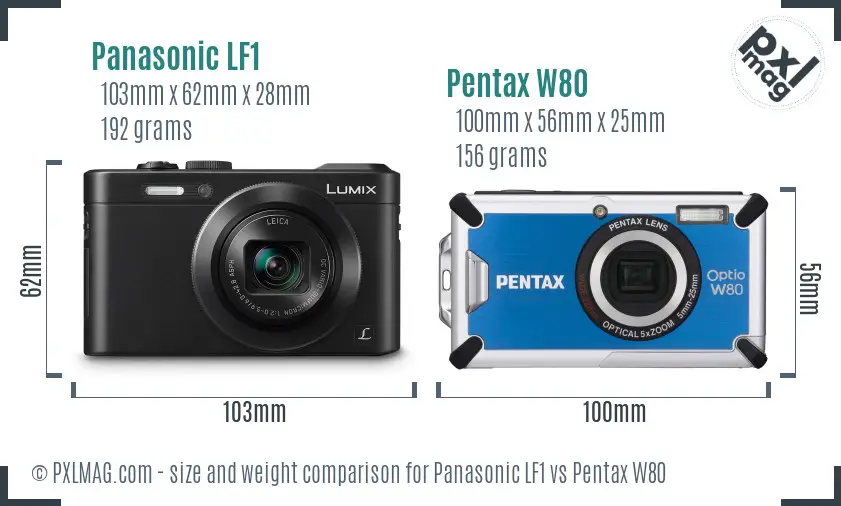 Panasonic LF1 vs Pentax W80 size comparison