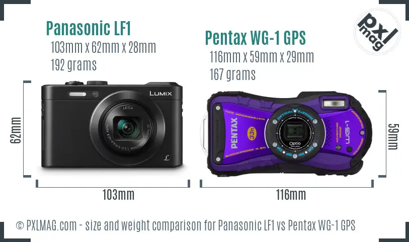 Panasonic LF1 vs Pentax WG-1 GPS size comparison
