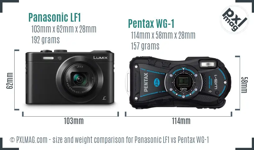 Panasonic LF1 vs Pentax WG-1 size comparison