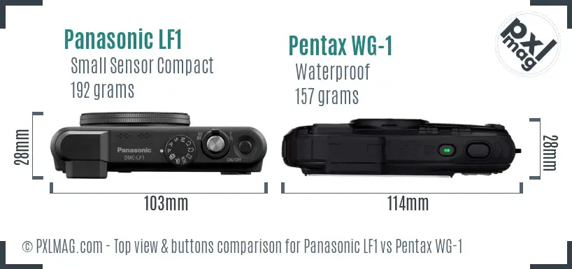 Panasonic LF1 vs Pentax WG-1 top view buttons comparison