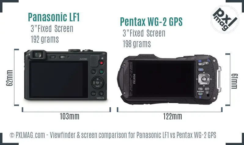 Panasonic LF1 vs Pentax WG-2 GPS Screen and Viewfinder comparison