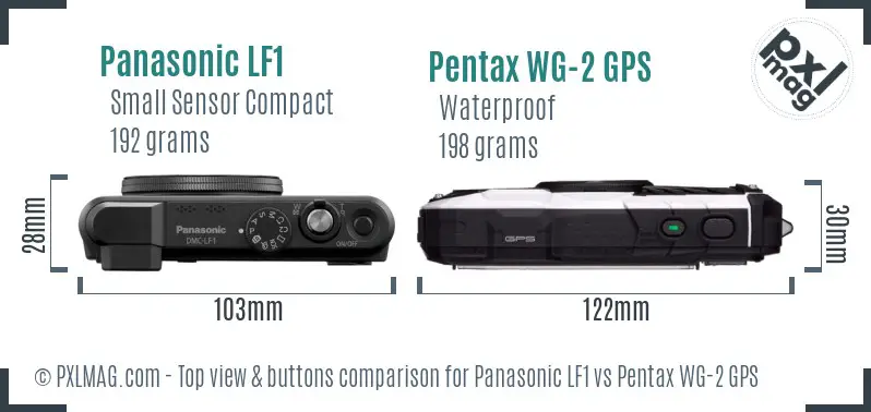 Panasonic LF1 vs Pentax WG-2 GPS top view buttons comparison
