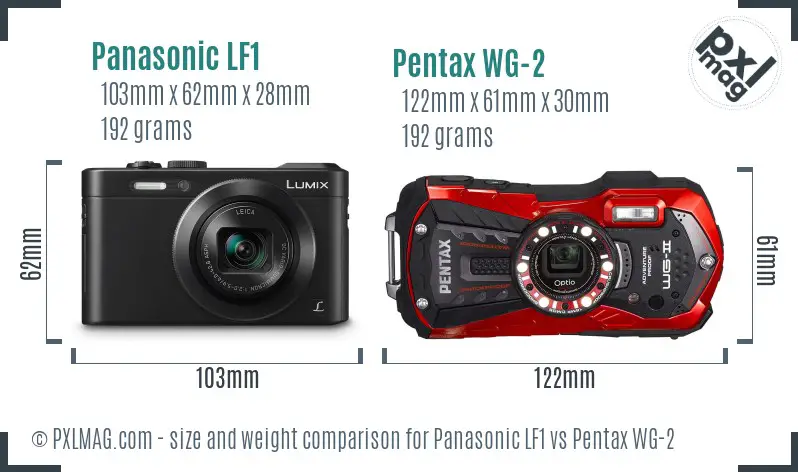Panasonic LF1 vs Pentax WG-2 size comparison