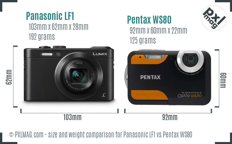 Panasonic LF1 vs Pentax WS80 size comparison