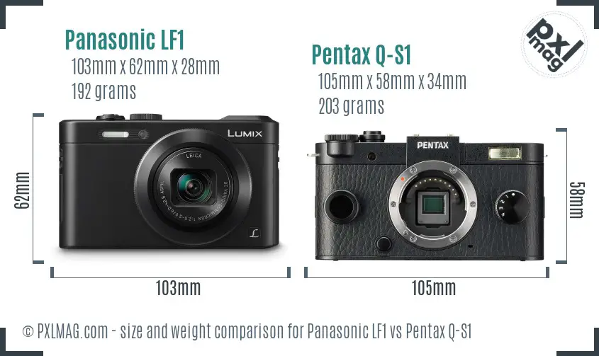 Panasonic LF1 vs Pentax Q-S1 size comparison