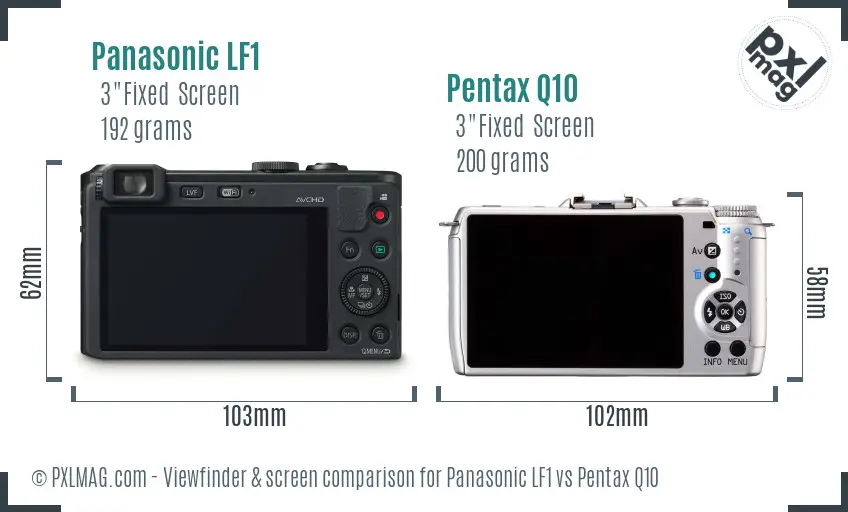 Panasonic LF1 vs Pentax Q10 Screen and Viewfinder comparison