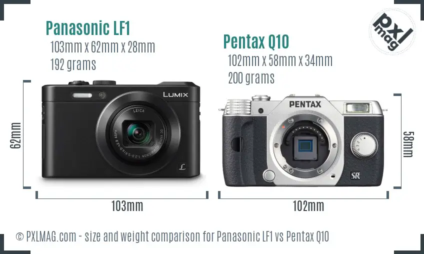 Panasonic LF1 vs Pentax Q10 size comparison