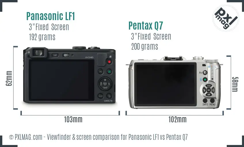 Panasonic LF1 vs Pentax Q7 Screen and Viewfinder comparison