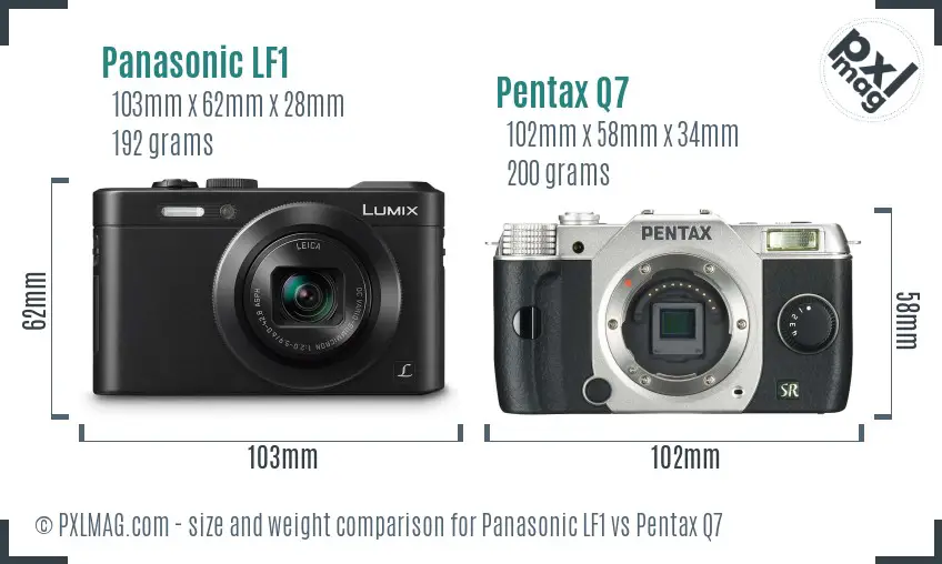 Panasonic LF1 vs Pentax Q7 size comparison