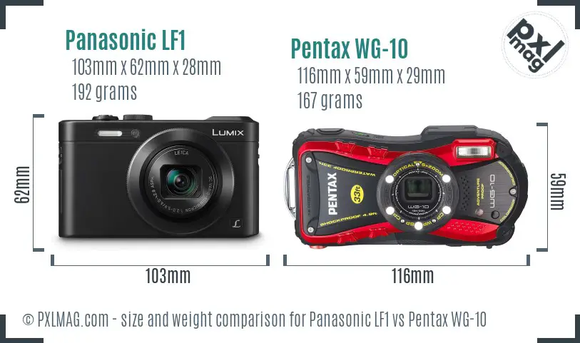 Panasonic LF1 vs Pentax WG-10 size comparison Panasonic LF1 vs Pentax WG-10 size comparison