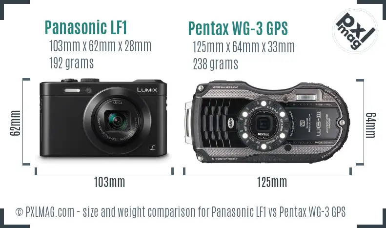 Panasonic LF1 vs Pentax WG-3 GPS size comparison Panasonic LF1 vs Pentax WG-3 GPS size comparison
