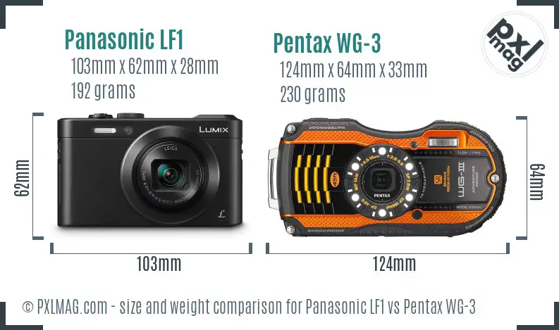 Panasonic LF1 vs Pentax WG-3 size comparison Panasonic LF1 vs Pentax WG-3 size comparison
