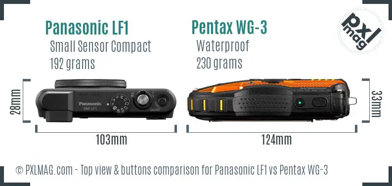 Panasonic LF1 vs Pentax WG-3 top view buttons comparison Panasonic LF1 vs Pentax WG-3 top view buttons comparison