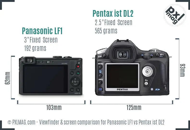 Panasonic LF1 vs Pentax ist DL2 Screen and Viewfinder comparison