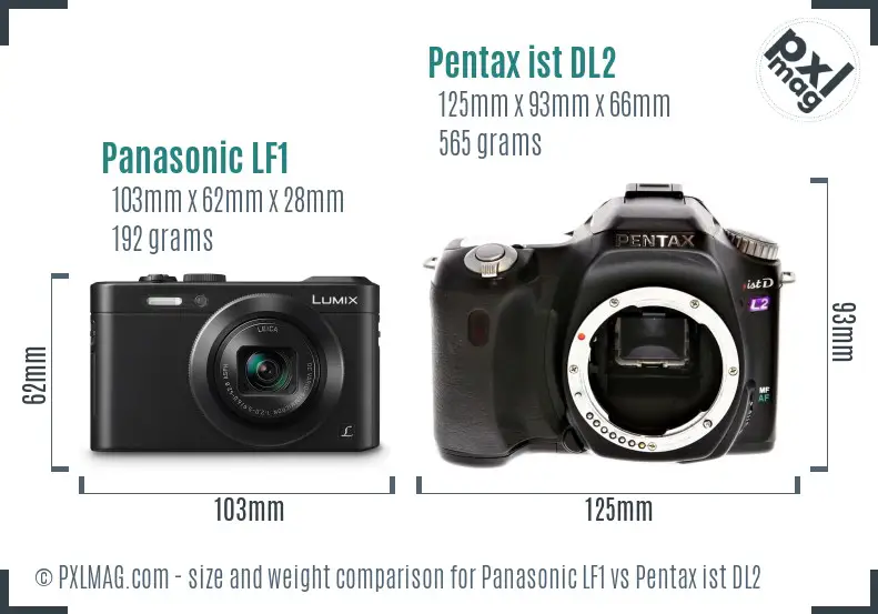 Panasonic LF1 vs Pentax ist DL2 size comparison