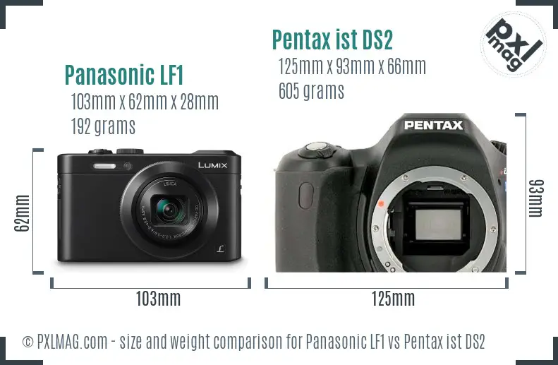 Panasonic LF1 vs Pentax ist DS2 size comparison