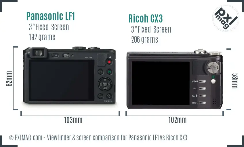 Panasonic LF1 vs Ricoh CX3 Screen and Viewfinder comparison Panasonic LF1 vs Ricoh CX3 Screen and Viewfinder comparison