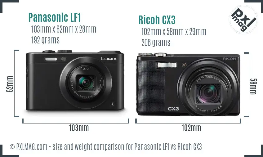 Panasonic LF1 vs Ricoh CX3 size comparison Panasonic LF1 vs Ricoh CX3 size comparison