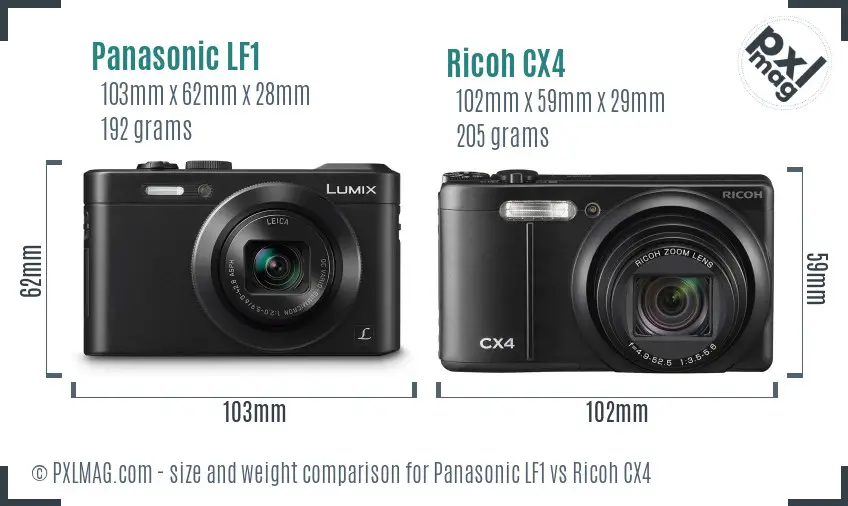 Panasonic LF1 vs Ricoh CX4 size comparison