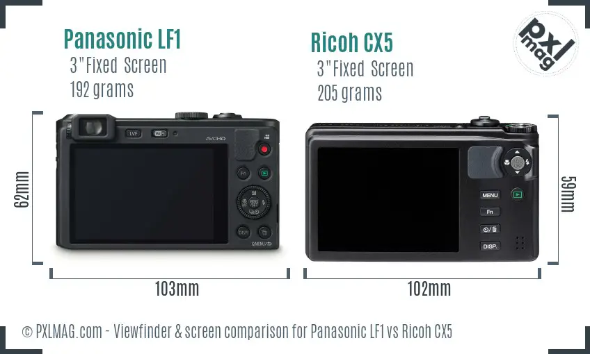 Panasonic LF1 vs Ricoh CX5 Screen and Viewfinder comparison Panasonic LF1 vs Ricoh CX5 Screen and Viewfinder comparison