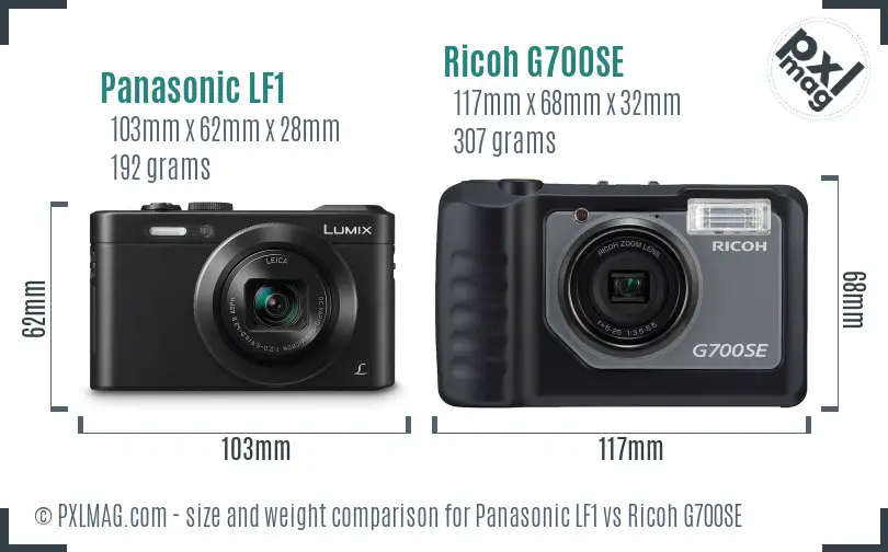 Panasonic LF1 vs Ricoh G700SE size comparison