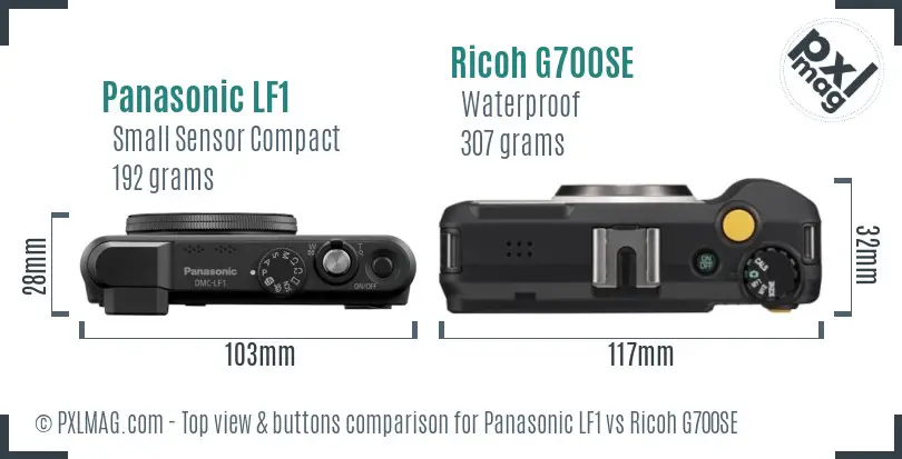 Panasonic LF1 vs Ricoh G700SE top view buttons comparison