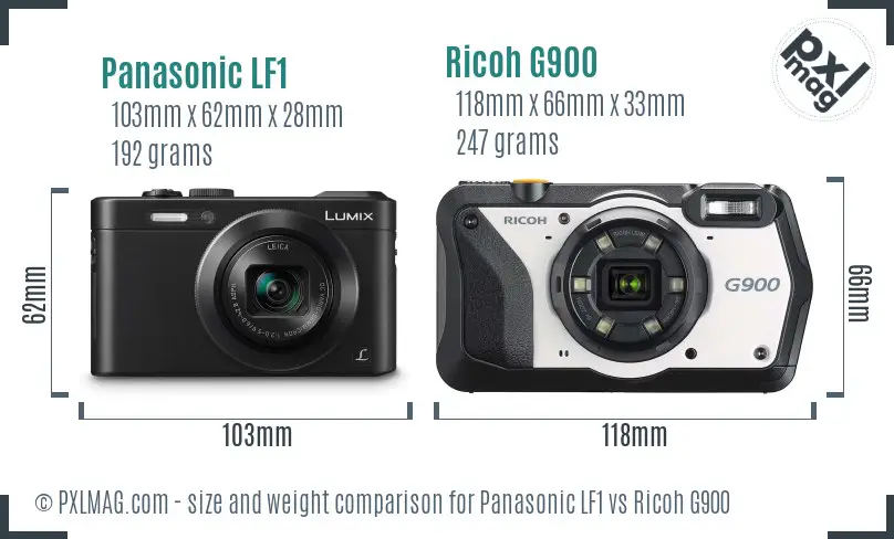 Panasonic LF1 vs Ricoh G900 size comparison Panasonic LF1 vs Ricoh G900 size comparison