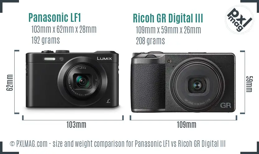 Panasonic LF1 vs Ricoh GR Digital III size comparison Panasonic LF1 vs Ricoh GR Digital III size comparison