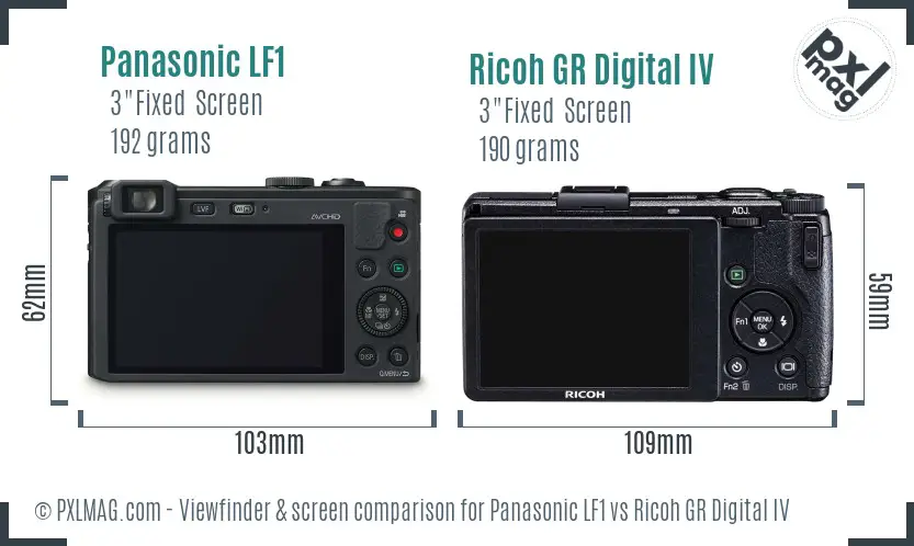Panasonic LF1 vs Ricoh GR Digital IV Screen and Viewfinder comparison