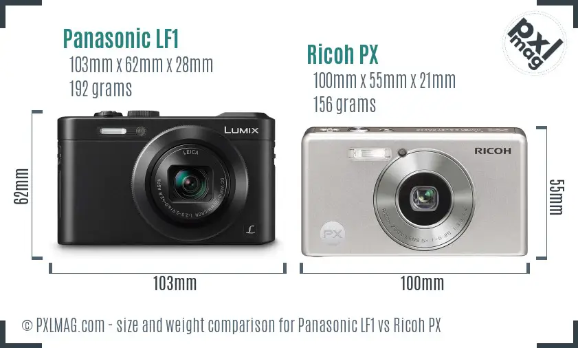 Panasonic LF1 vs Ricoh PX size comparison Panasonic LF1 vs Ricoh PX size comparison