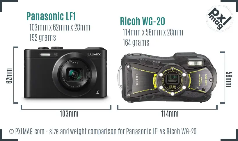Panasonic LF1 vs Ricoh WG-20 size comparison Panasonic LF1 vs Ricoh WG-20 size comparison