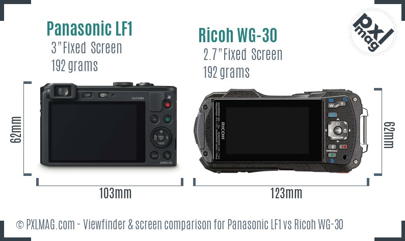 Panasonic LF1 vs Ricoh WG-30 Screen and Viewfinder comparison