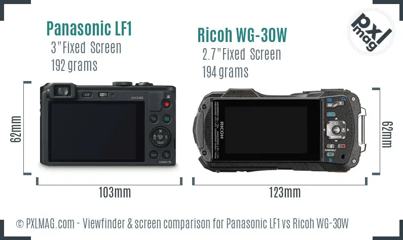 Panasonic LF1 vs Ricoh WG-30W Screen and Viewfinder comparison