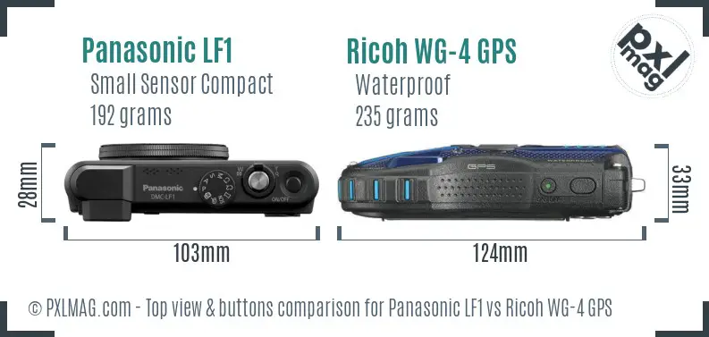 Panasonic LF1 vs Ricoh WG-4 GPS top view buttons comparison