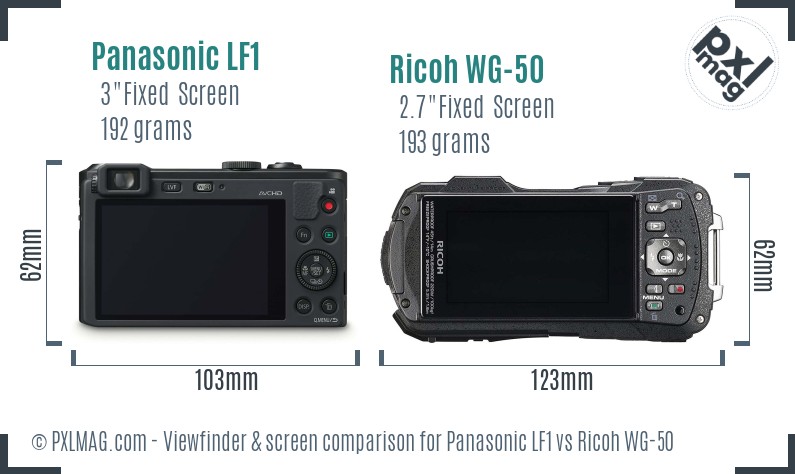 Panasonic LF1 vs Ricoh WG-50 Screen and Viewfinder comparison