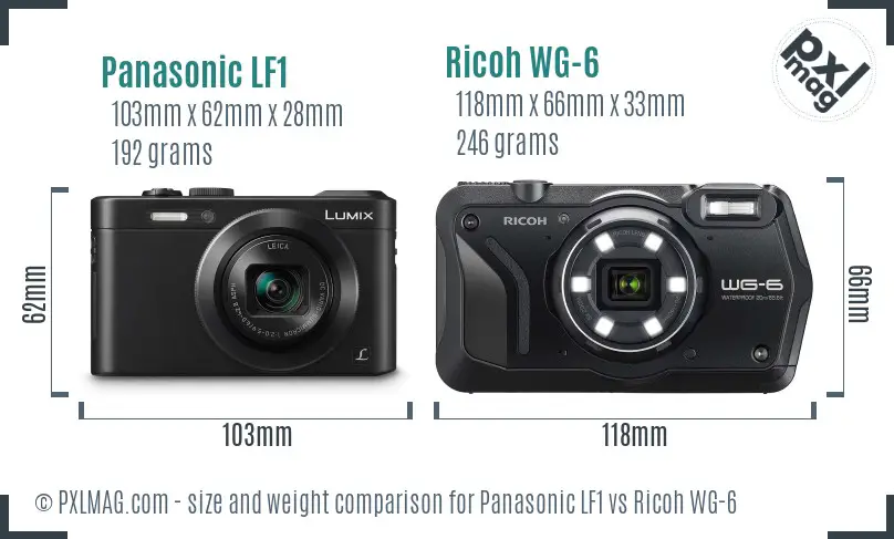 Panasonic LF1 vs Ricoh WG-6 size comparison