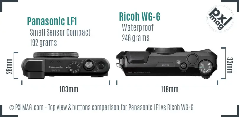 Panasonic LF1 vs Ricoh WG-6 top view buttons comparison