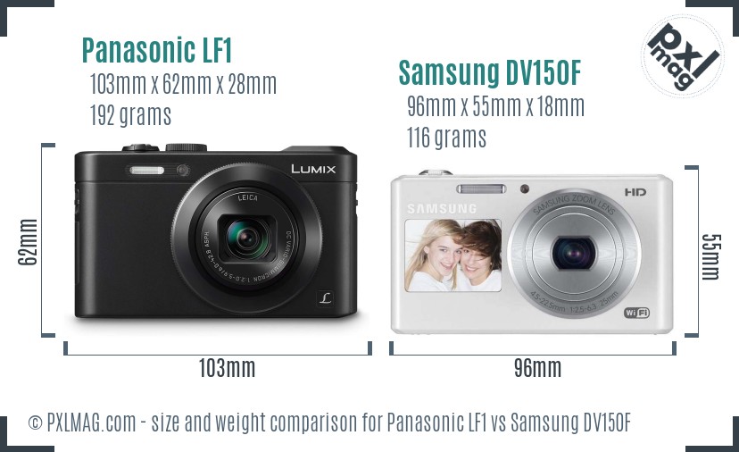 Panasonic LF1 vs Samsung DV150F size comparison