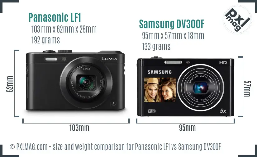 Panasonic LF1 vs Samsung DV300F size comparison