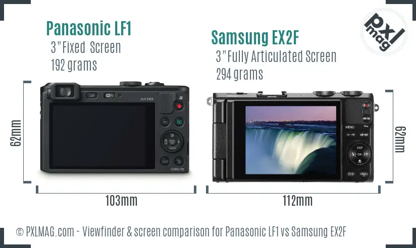 Panasonic LF1 vs Samsung EX2F Screen and Viewfinder comparison