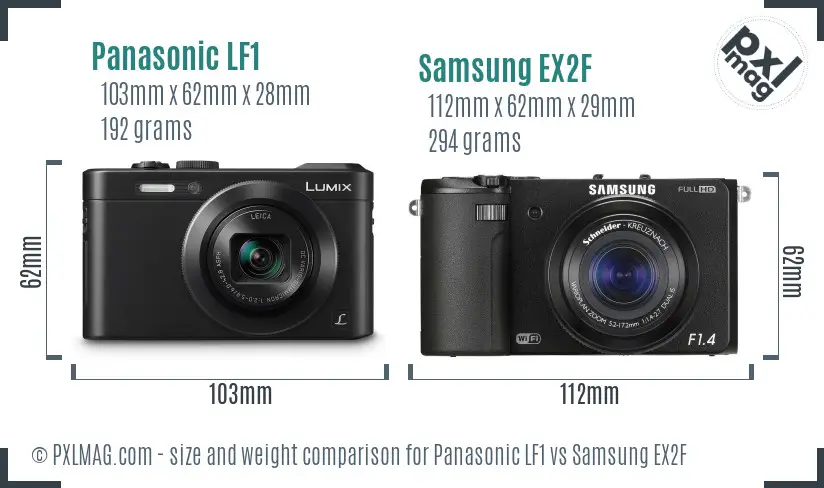 Panasonic LF1 vs Samsung EX2F size comparison